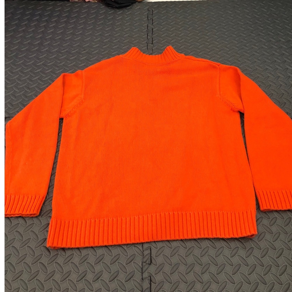 Lauren Ralph Lauren Sweater Women S Petite Orange Quarter Zip Crest Cotton Knit - Picture 8 of 8